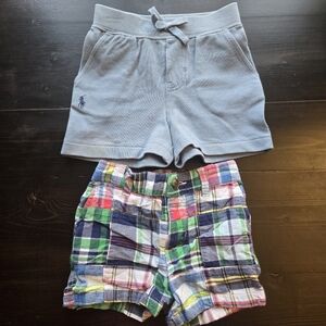 Ralph Lauren Infant Boys Shorts Bundle Colorful Plaid Blue Size 6 Months